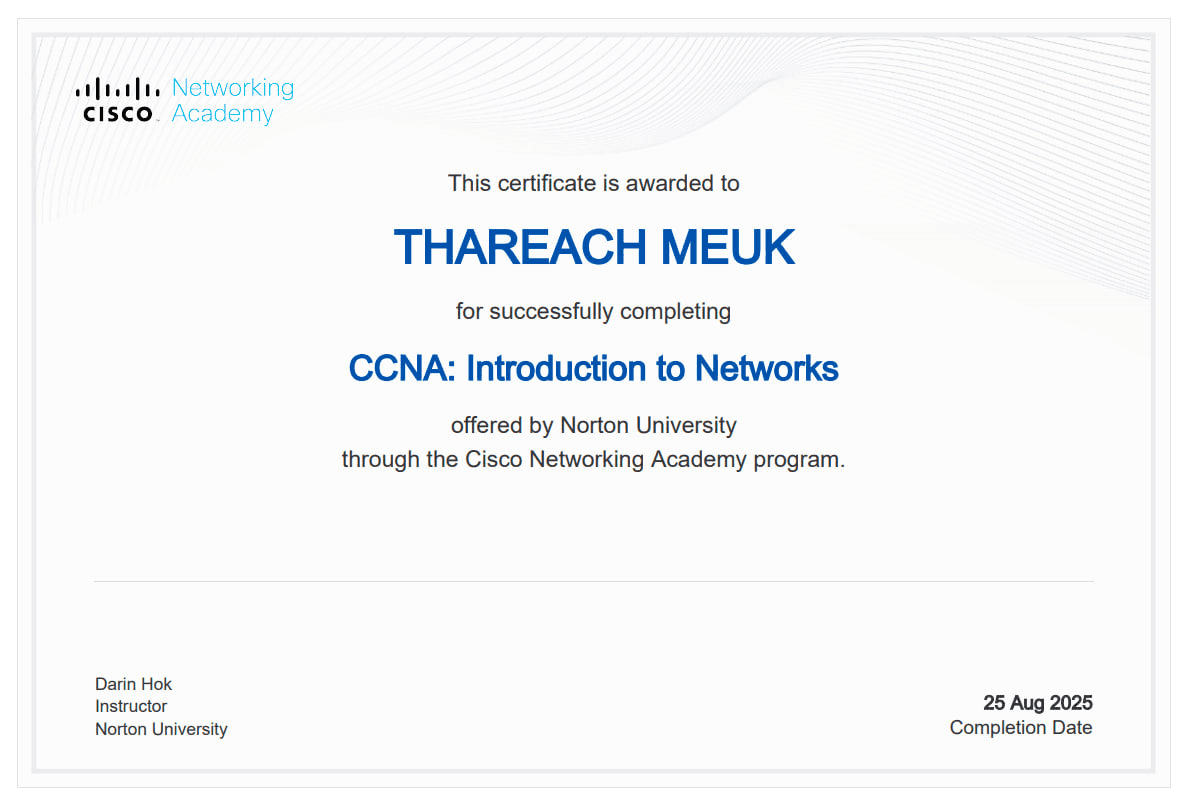 CCNA: Introduction to Networks Certificate