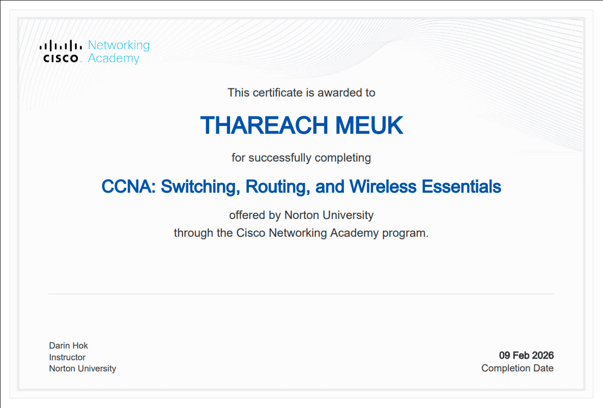 CCNA: Switching, Routing, and Wireless Essentials Certificate