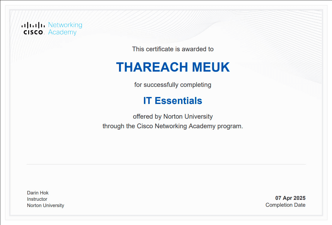 IT Essentials Certificate